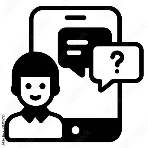 
Online conversational app, solid icon of mobile communication 
