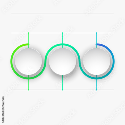 3 circle shapes components Infographic. Modern business circle origami style Three options banner. infographics illustration, workflow layout, diagram, 3 number, Three steps options web design