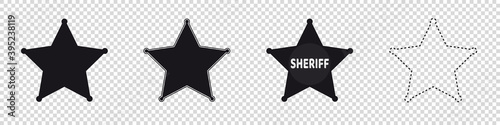 Sheriff Star Symbols - Different Vector Illustrations - Isolated On Transparent Background