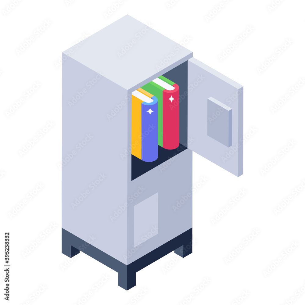Trendy isometric icon of books locker
Trendy isometric icon of books locker