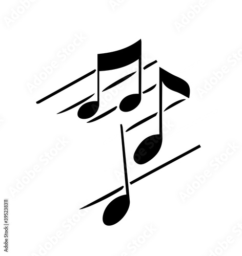 Obraz na płótnie Silhouette of musical notes on white background. w salonie