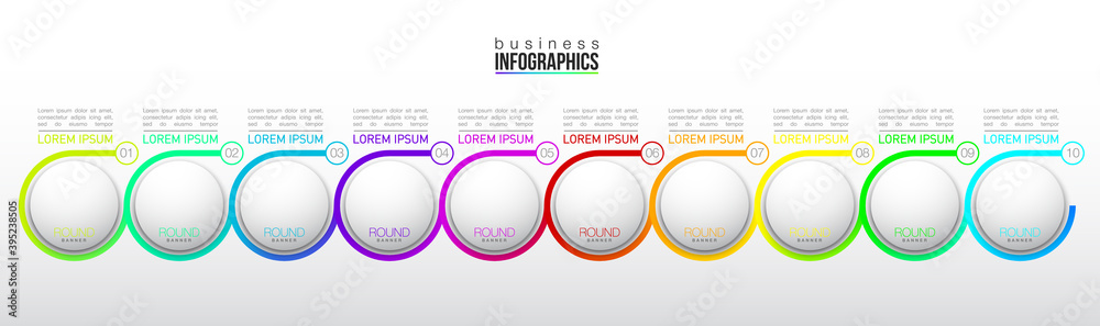 10 components make up something. Modern business circle origami style ...