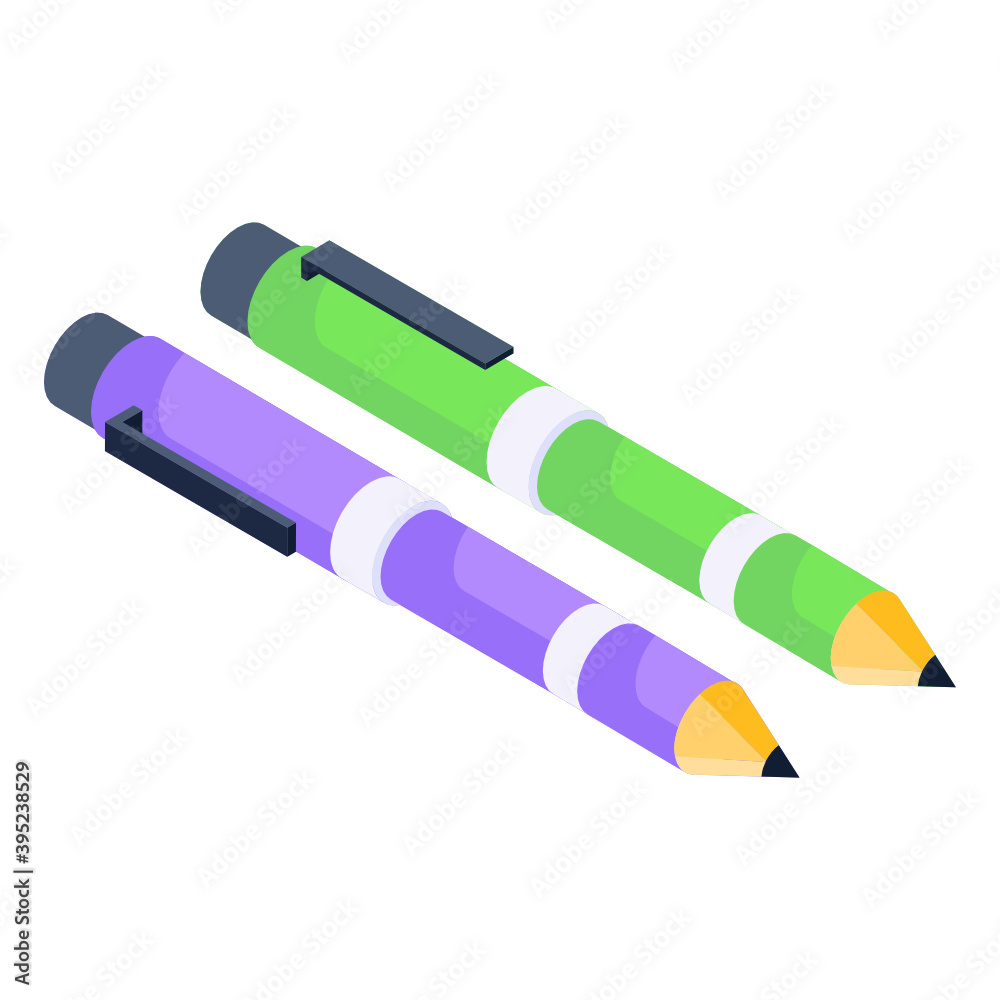 Icon of pencils in isometric design, writing tools
Icon of pencils in isometric design, writing tools