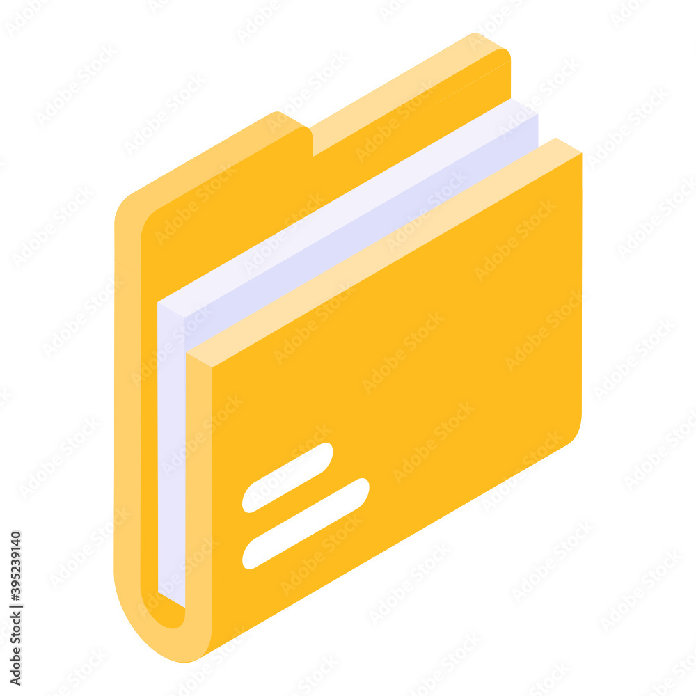 
Folder icon in isometric style, archive containing documents
