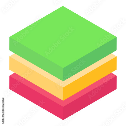 
Arrangement of things in layers, isometric icon of layers
