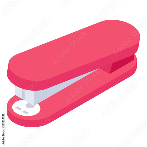 
Stapler in isometric style icon, paper stapling machine

