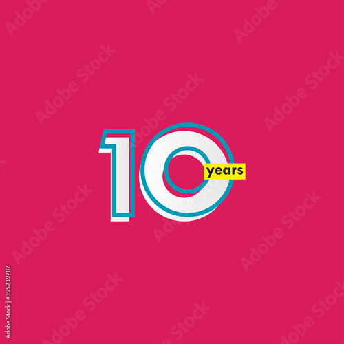10 Years Anniversary Celebration Line Vector Template Design Illustration