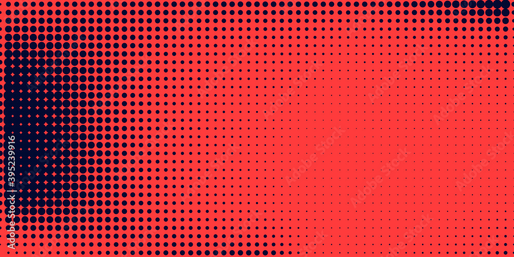Halftone in abstract style. Geometric retro banner vector texture. Modern print. Dark blue and red background. Light effect Halftone in abstract style. Geometric retro banner vector texture. Modern print. Dark blue and red background. Light effect