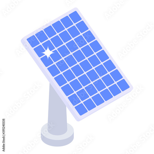 
Solar energy resource icon in isometric design, solar panel vector 
