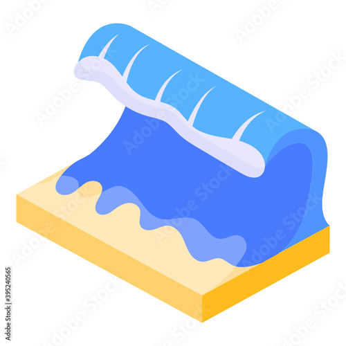 
Heavy waves storm, isometric icon of seaquake
