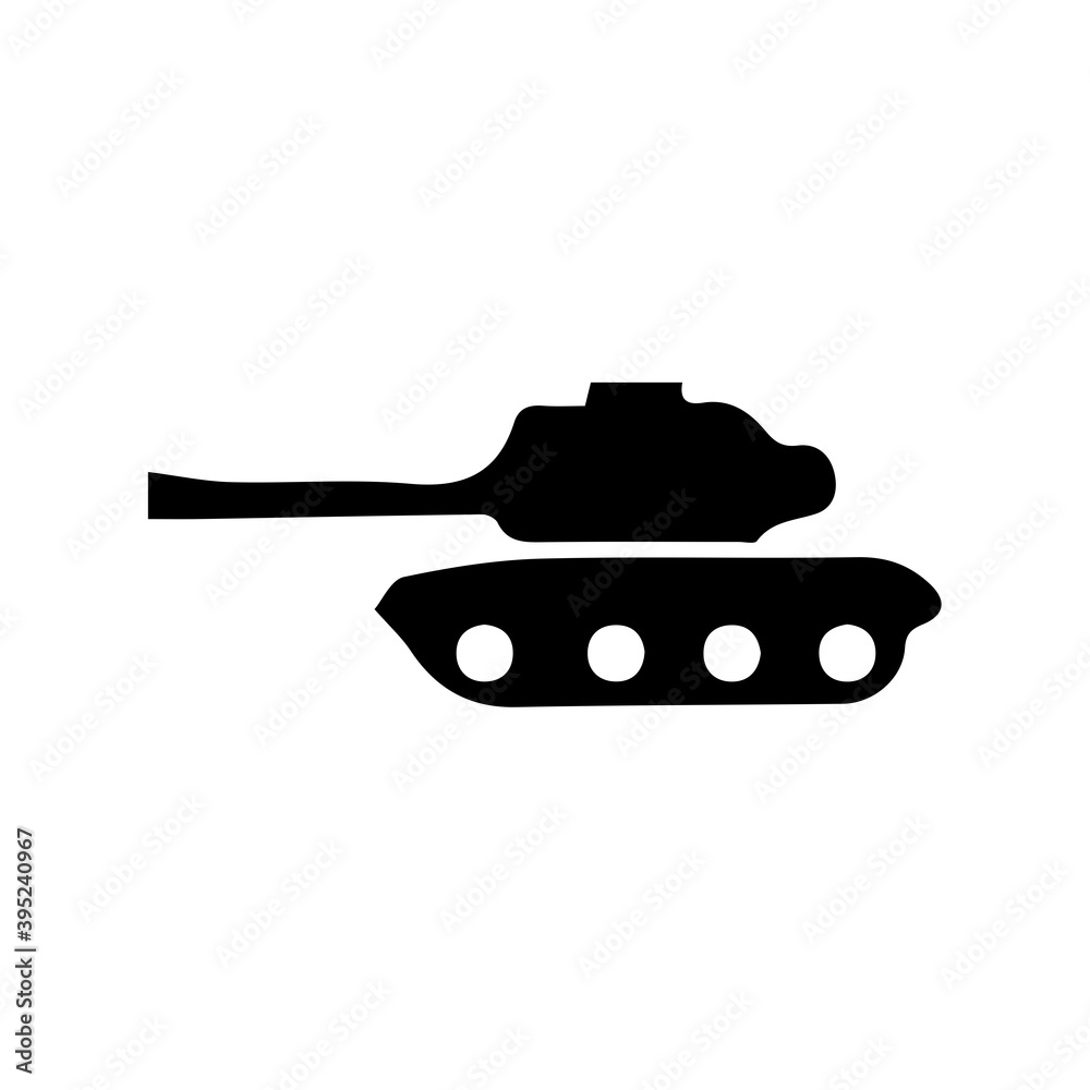 Silhouette of tank on white background