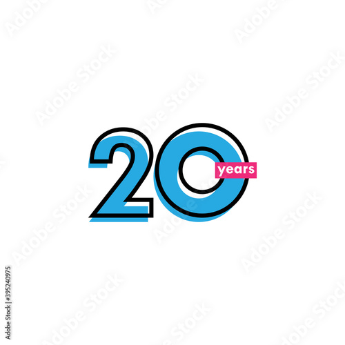 20 Years Anniversary Celebration Line Vector Template Design Illustration