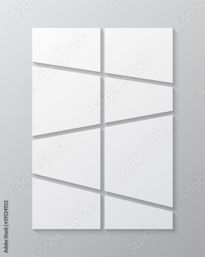 Vector template collage eight frames, images photo