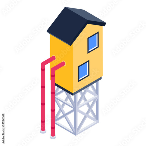 
Isometric icon of water filters plant 
