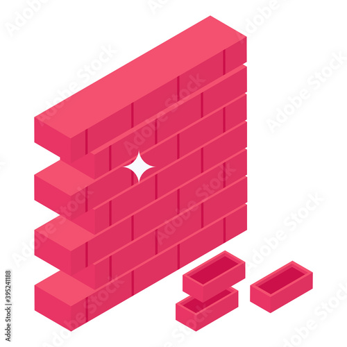  Editable isometric design of a brick wall icon 