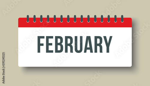 Vector icon page calendar winter month February