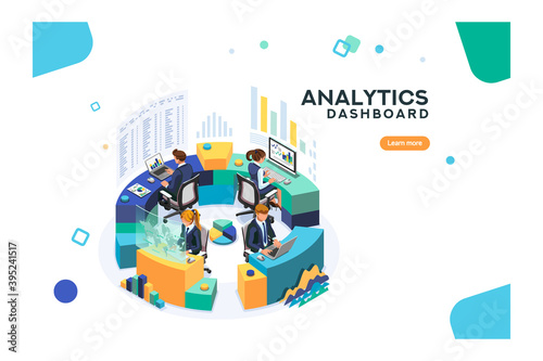 Media analysis process, information on service application, social analysis system. Software for global media connection concept. Vector illustration.