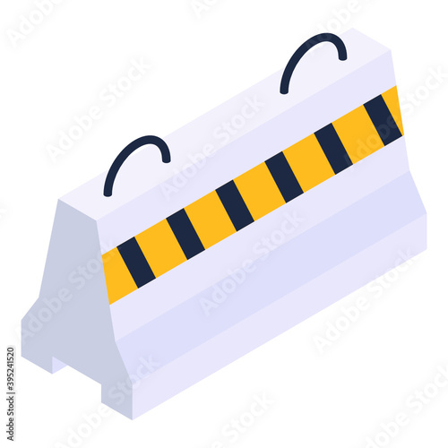 
Isometric icon of product, concrete barricade 
