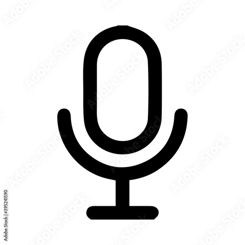 Silhouette of microphone on white background.