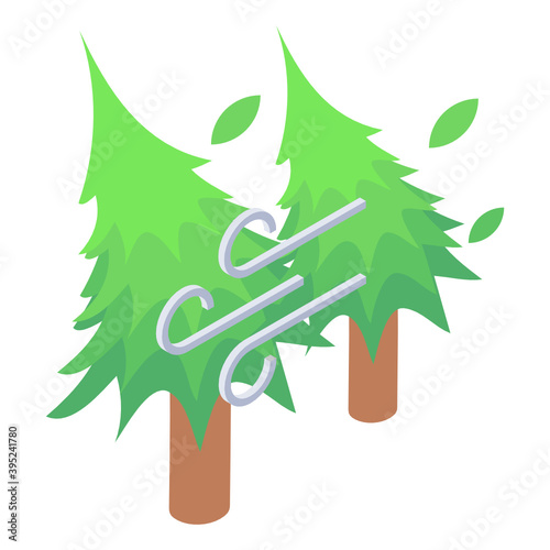 
Seaside blowy weather, isometric icon of wind storm  
