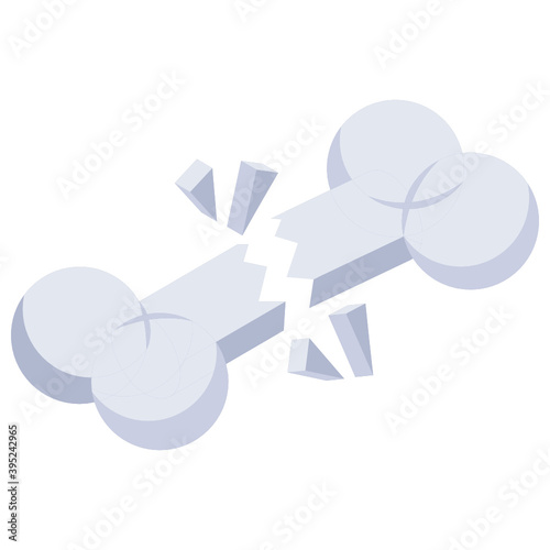
Bone fracture icon in isometric style, bone cracked
