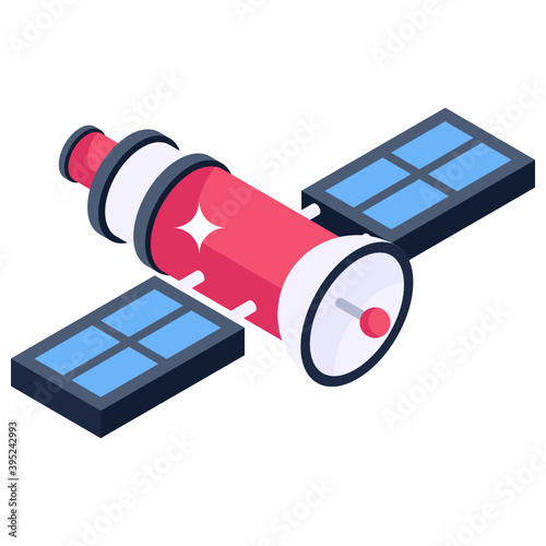 
Artificial satellite icon in isometric style, astronomy machine 
