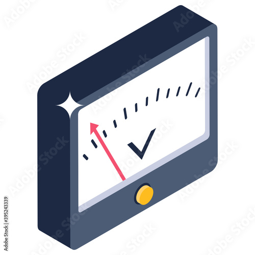 
Voltage meter device, isometric vector 
