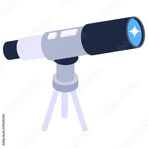 
Telescope icon in modern isometric style 
