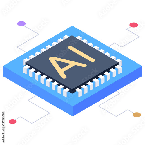 
Icon of artificial intelligence, isometric vector  
