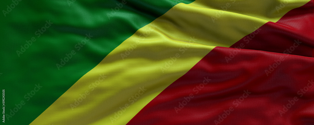 Waving flag - The Republic of the Congo - Flag of The Republic of the Congo - 3D flag background
