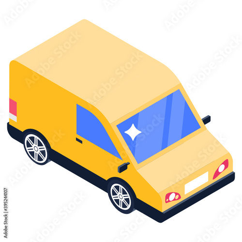 
An icon of media van with isometric design
