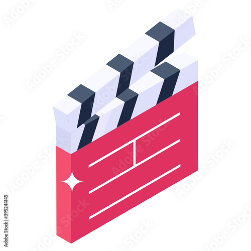 
Director’s equipment, clapperboard isometric icon
