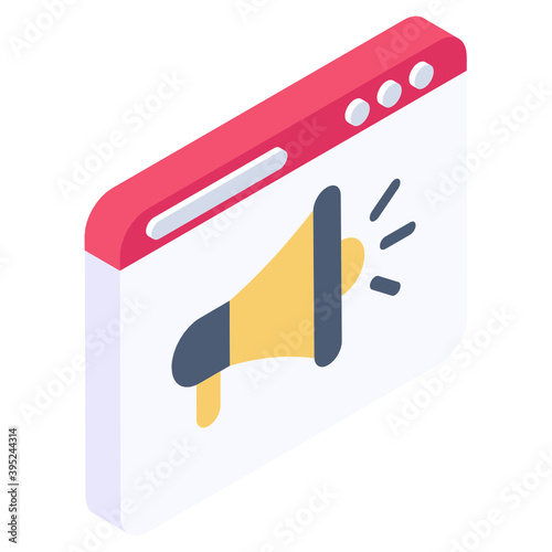 
Speaker insider website, website marketing isometric icon
