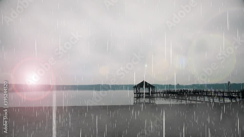 It's raining on the beach