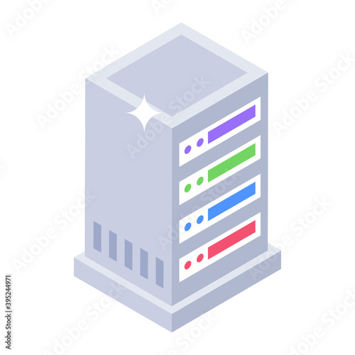 
Isometric design of data center rack vector 
