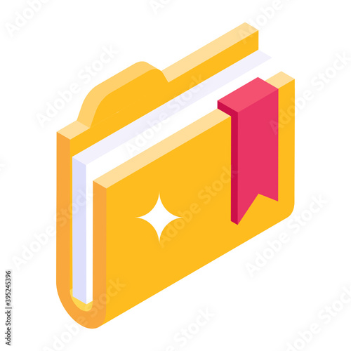 
Icon of bookmark folder in isometric design 
