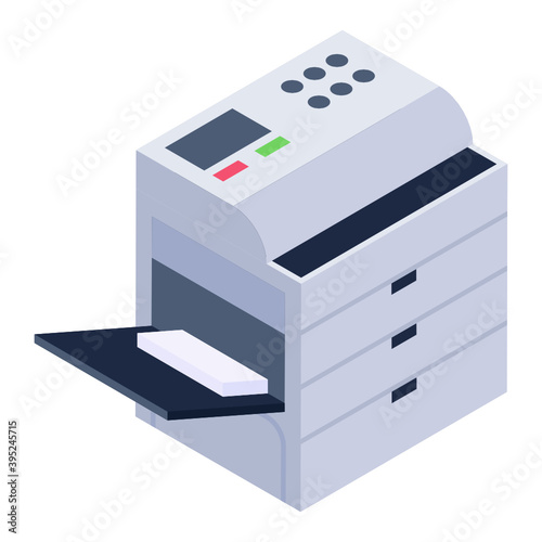 
Office copying machine icon in isometric style 
