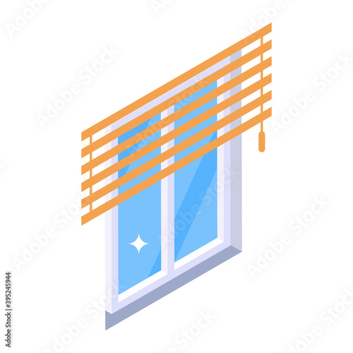 
Window shutters, isometric icon of blinds 
