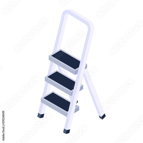 
Office tool, steps folding ladder icon in isometric style 
