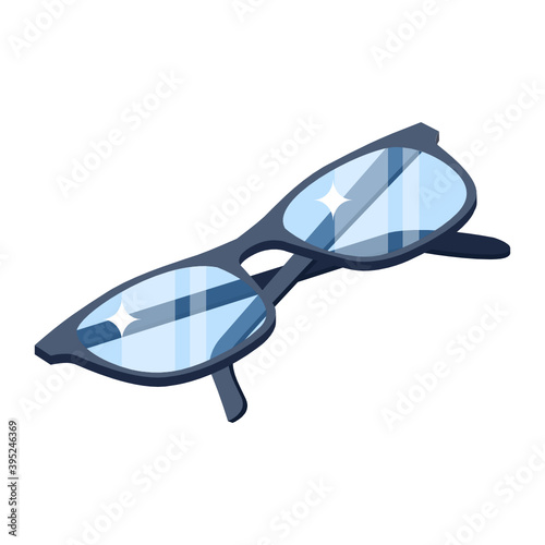 
Icon of protective eyewear, folded spectacles vector in isometric style 
