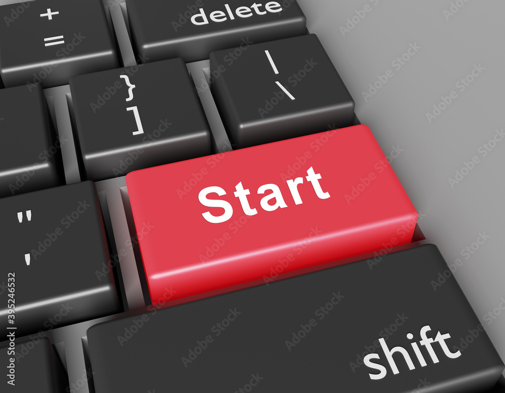 Fototapeta premium Beginning concept. Word Start on button of computer keyboard