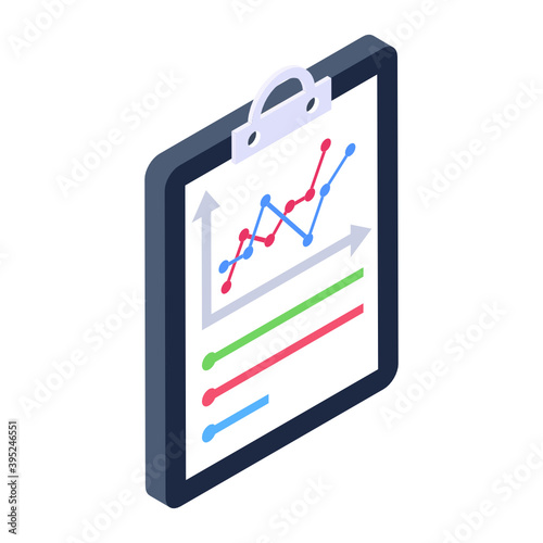 
Business infographics on sheet, isometric icon report document  
