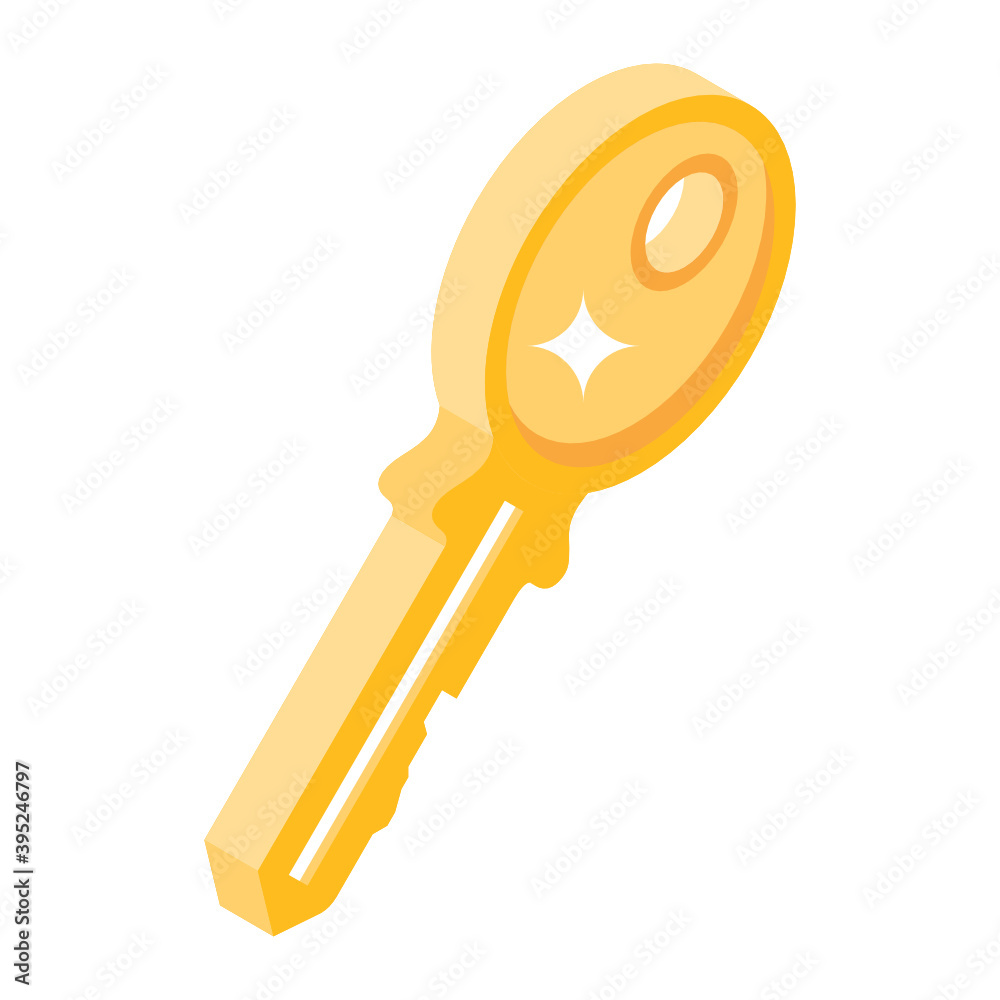 
Trendy isometric icon of key in editable design 
