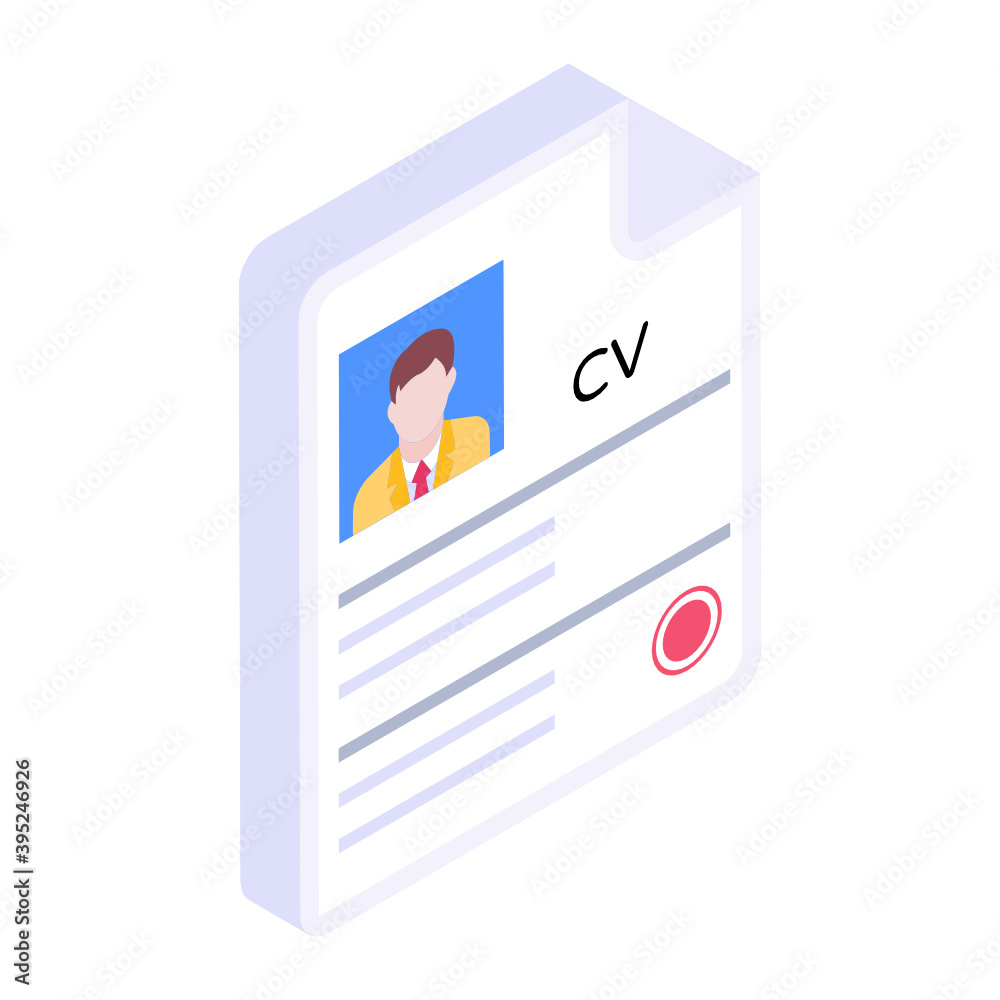 Modern isometric icon of resume, summary of academic history
Modern isometric icon of resume, summary of academic history