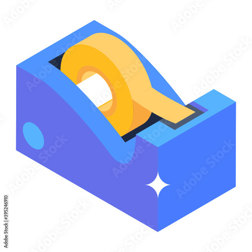 
A trendy isometric icon of tape dispenser
