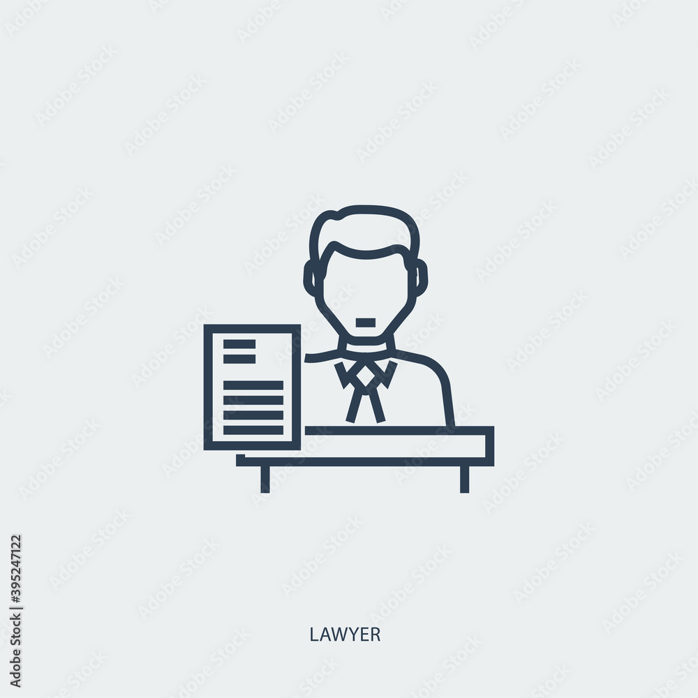 Vector outline icon of legal proceedings - lawyer