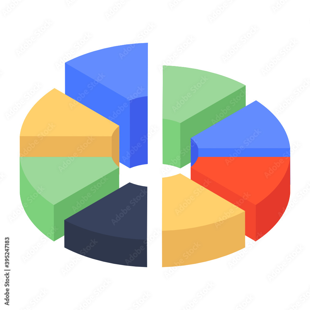 Obraz premium Pie chart with percentage, percentage chart isometric icon 