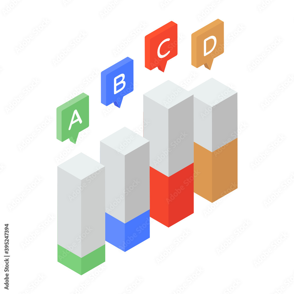 Trendy isometric icon of bar graph
Trendy isometric icon of bar graph