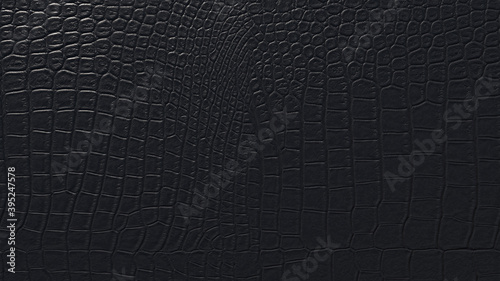 Black crocodile skin texture. Natural crocodile skin background close. 3D-rendering