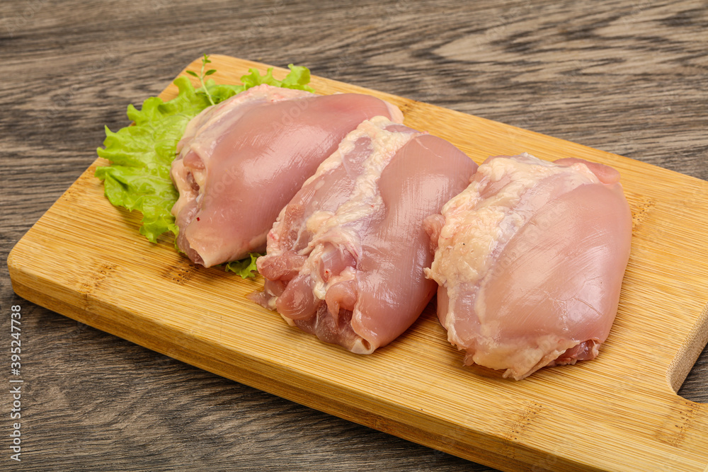 Raw chicken boneless and skinless leg Raw chicken boneless and skinless leg